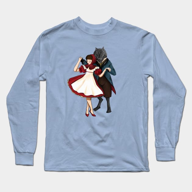 A Dangerous Dance, Red Hood And The Wolf Long Sleeve T-Shirt by LittleBunnySunshine